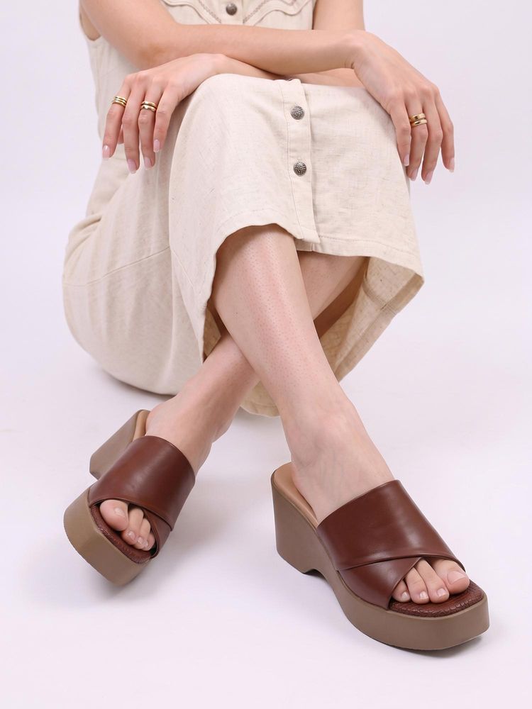 Dollphin Women Brown Stylish Slip-On Casual Heels-image-25