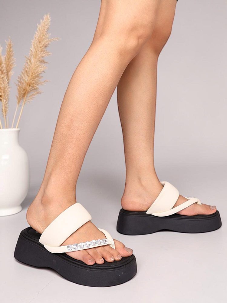 Truffle Collection Cream Embellished Heels-image-16