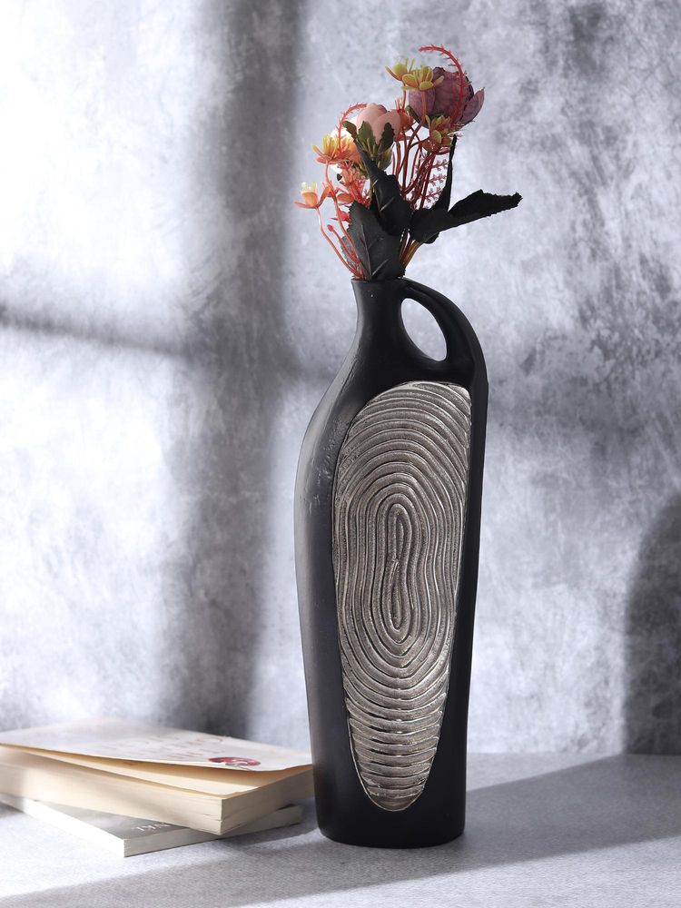 De Maison Decor Alloy Art Vase In Black Silver-picture-10