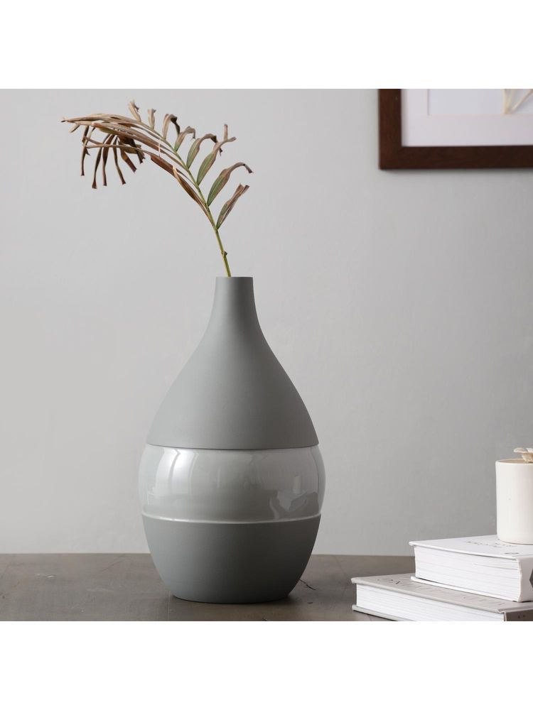 De Maison Decor Vesera Grey Enamel Vase-picture-41