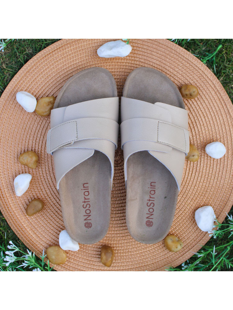 NoStrain Double Layered Cork Sandals - Beige-picture-21
