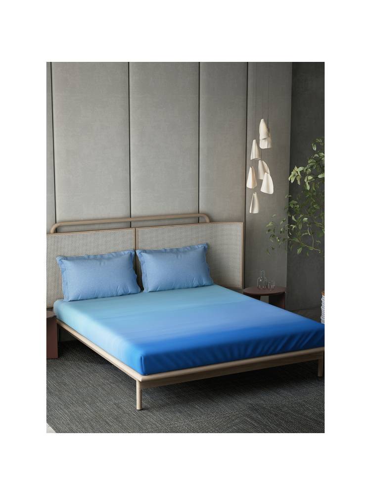 Ddecor Live Beautiful Cotton Blue Esteem Abstract 210Tc Bedsheet with 4 Pillow Covers (King)-picture-11