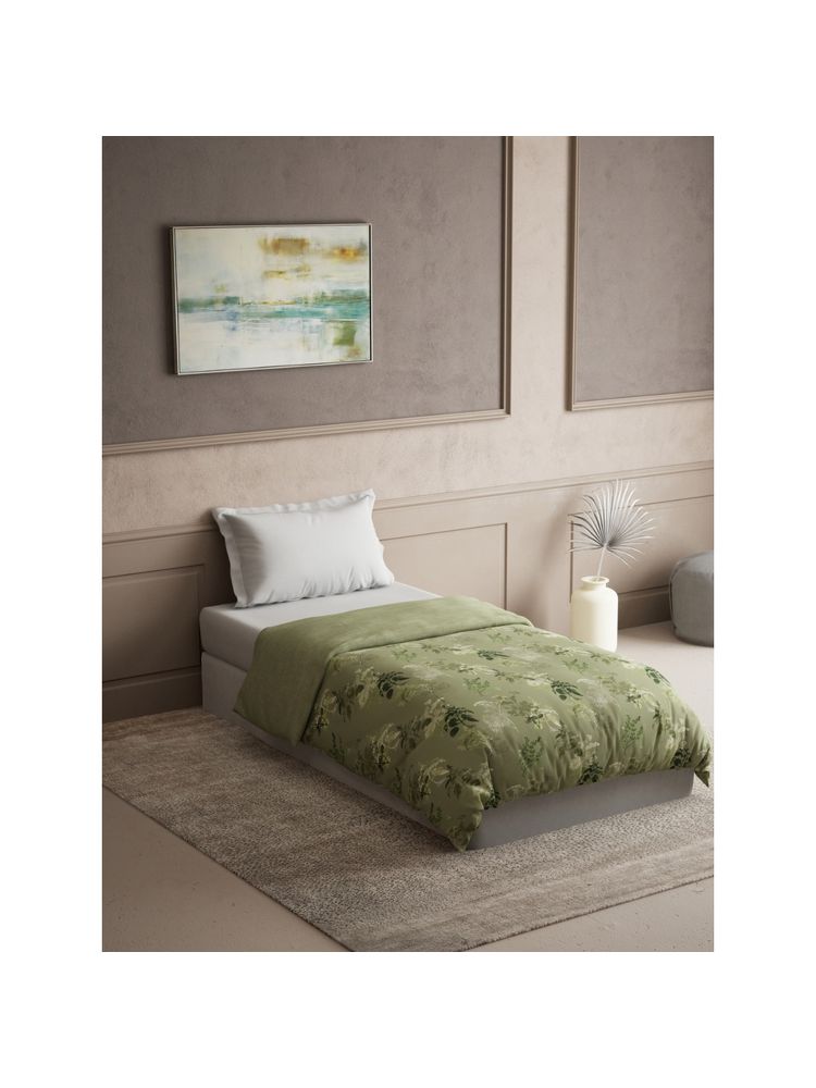 Ddecor Live Beautiful Cotton Primary Green Leaves 125 Gsm Ac Dohar (Single)-image-20