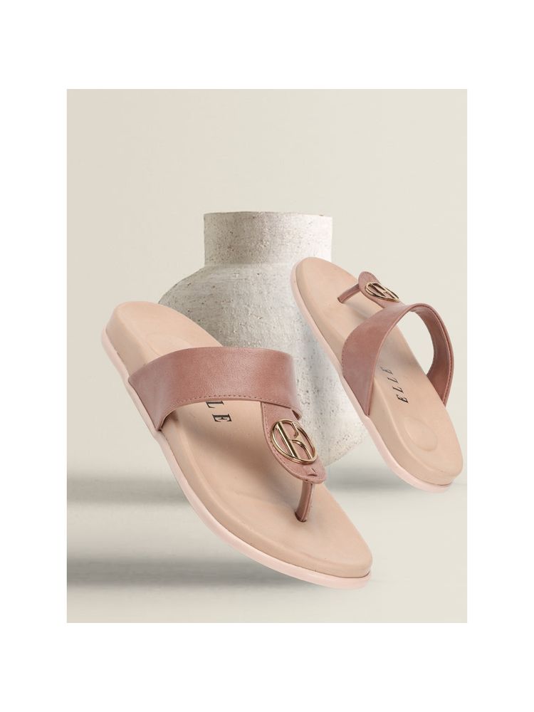ELLE Peach Women Solid Plain Flats-image-38