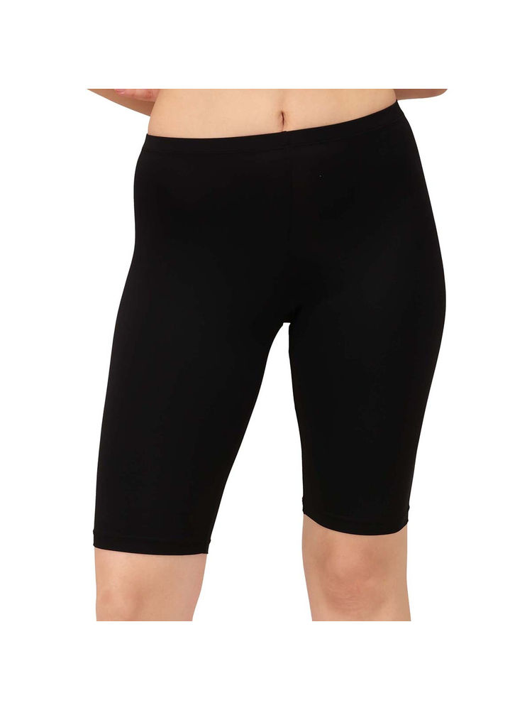 SOIE Mid Rise Soft Polyamide Spandex Knee Length Cycling shorts-Black-picture-21