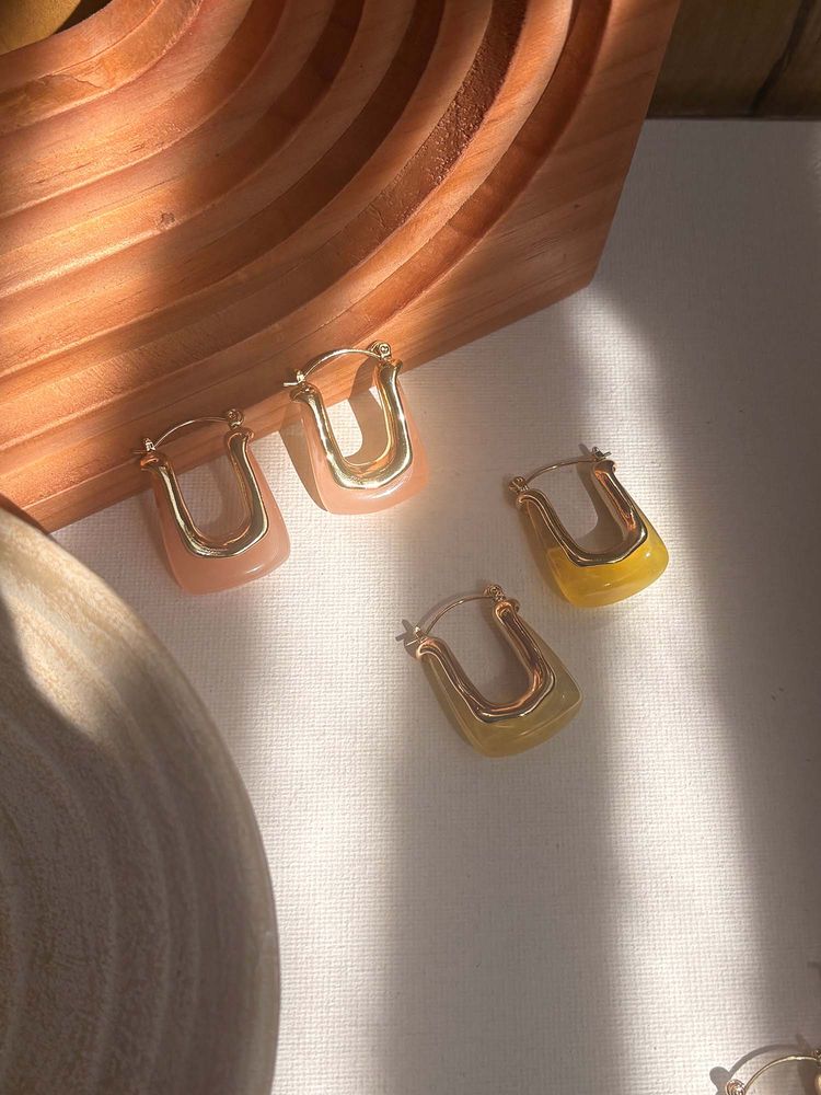 Niska Multi-Color Statement 18K Gold Plated Anti Tarnish Earrings (Pack Of 2)-image-4