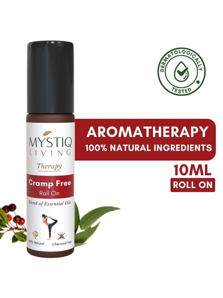 Mystiq Living Menstrual Cramp Free Roll On Period Pain Relief With 100% Pure Essential Oils