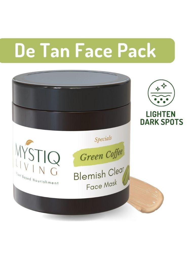 Mystiq Living Blemish Clear Face Pack For Glowing Skin & De Tan Removal With Green Coffee-image-3