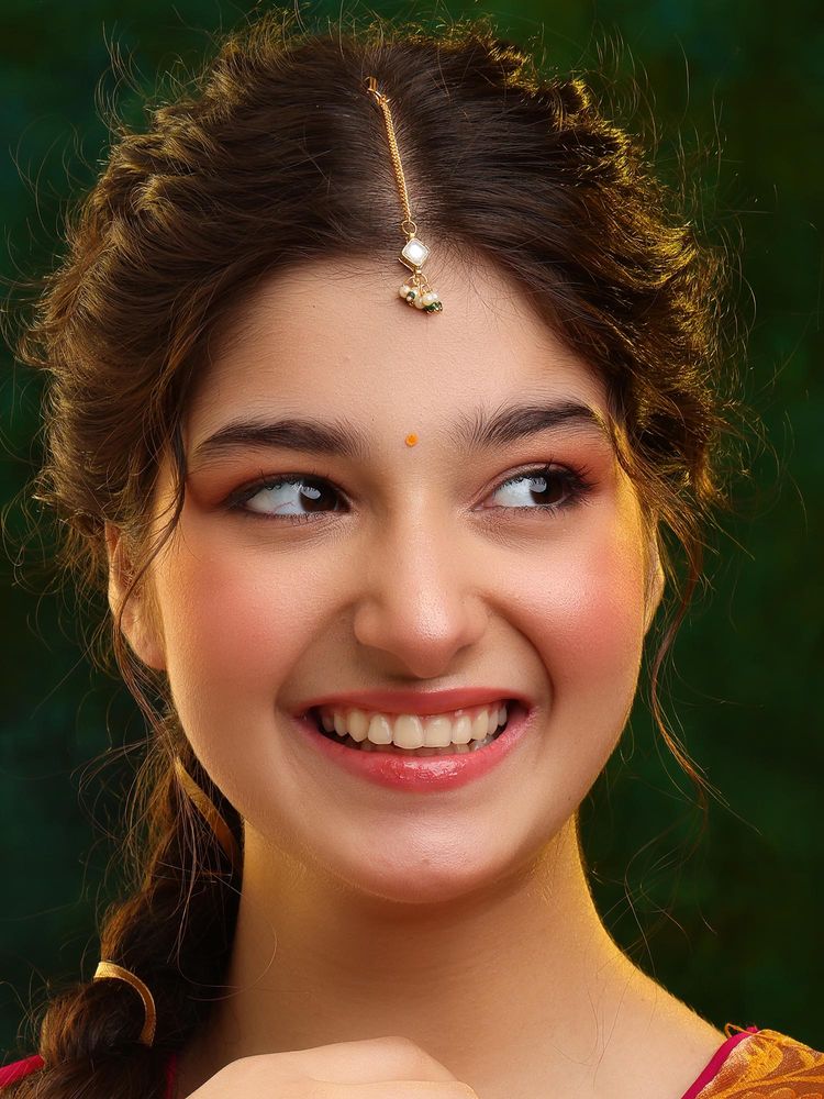 Ruby Raang Studio Womens Kundan Drop Maang Tikka-image-35