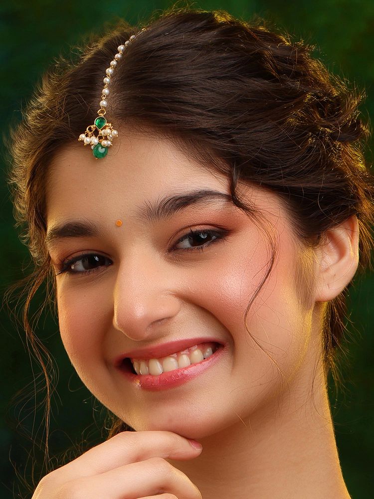 Ruby Raang Studio Lime Blossom Maang Tikka-image-34