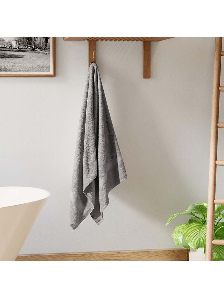 Welspun Alpha 100% Cotton Bath Towel 420Gsm Dobby Weave Premium Daily Use Plain Light Grey-image-30