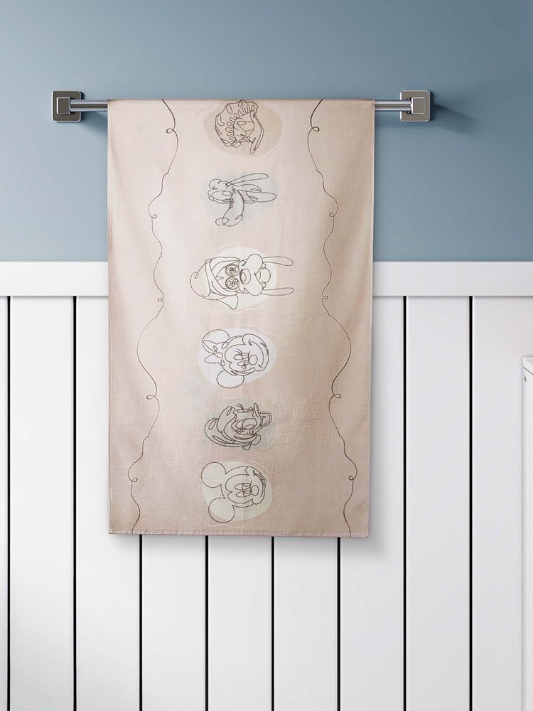 SPACES Disney Mickey Group 100% Cotton Dobby Weave Smart Lifelong Print Kids Bath Towel Beige-picture-21