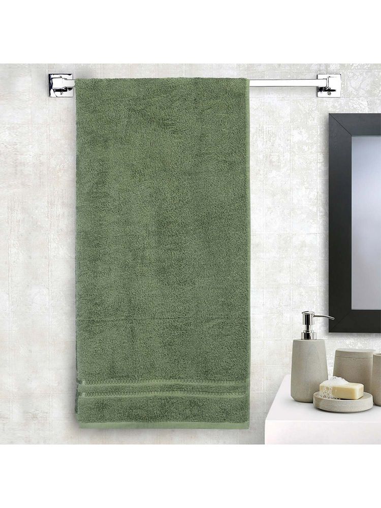 Welspun Quick Dry 100% Cotton Dobby Weave Plain Bath Towel Soft Green-image-27