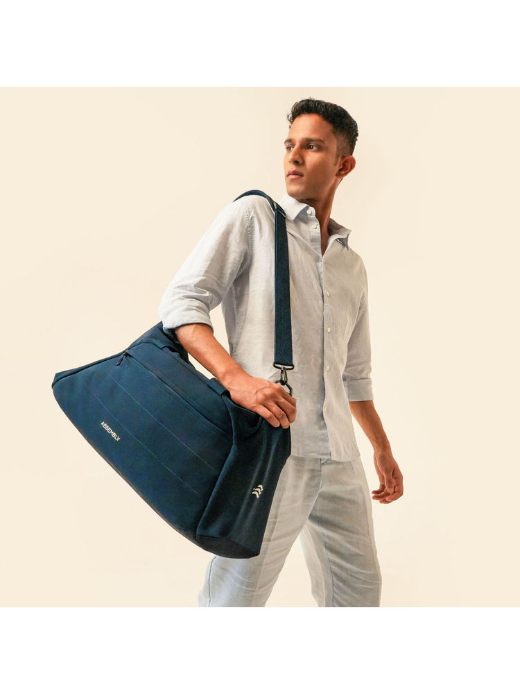 Assembly Premium Polyester Large Duffle Bag (45L)-Weekender Overnight -Navy Blue-picture-17