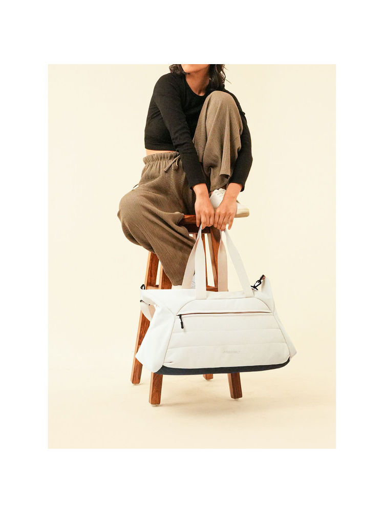 Assembly Premium Polyester Large Duffle Bag (45L)-Weekender Overnight -Cream-picture-24