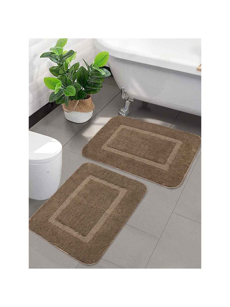Saral Home Brown Good Morning Micro Soft & Antiskid Mats (Pack Of 2)-image-39