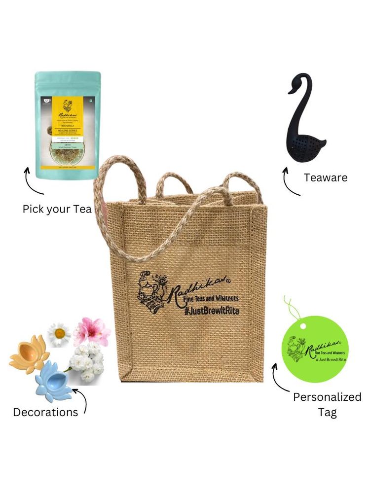 Radhikas A Jute Bag of Well-Being Teas Gift Set-image-4