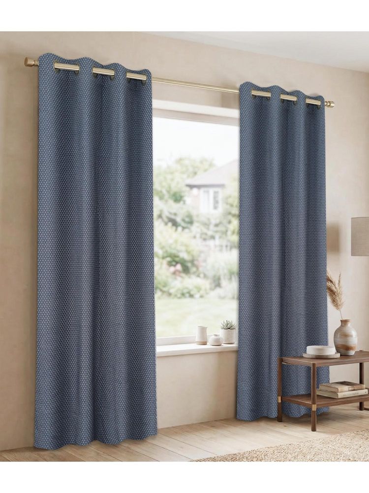 Saral Home D Mond Cotton Woven Window Curtain 75% Light Blocking - Navy Blue-picture-21