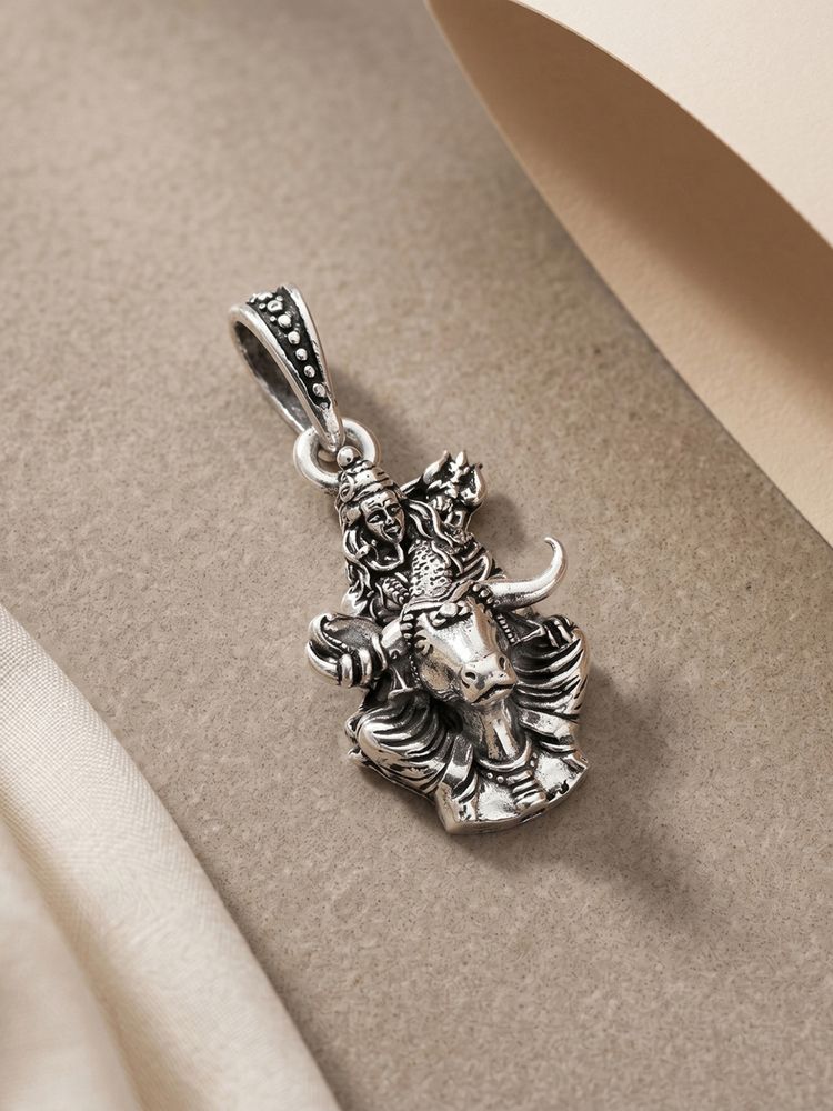TOUCH925 Pure 925 Silver Lord Shiva Nandi Pendant for Men and Women-picture-12