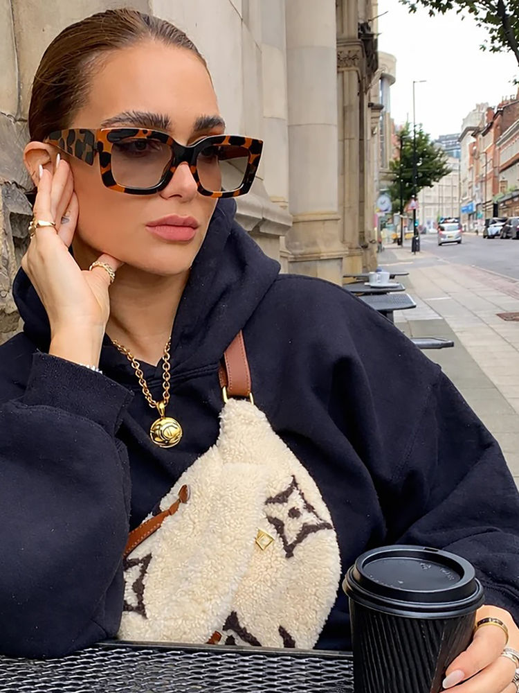 Zaadran Sydney Brown Square Oversize Sunglasses-image-36