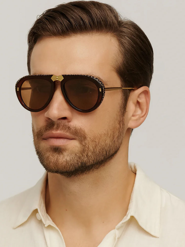 Zaadran Toronto Brown Foldable Aviator Sunglasses-image-36