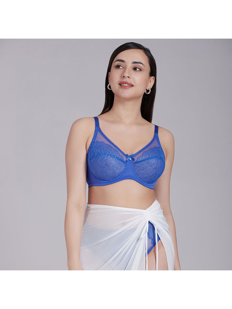 Wacoal Retro Chic Non Padded Wired Full Cup Lace Bra Blue-picture-11