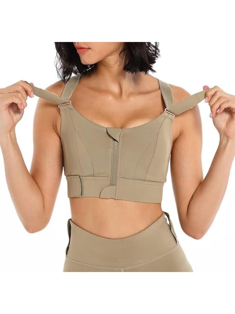 BRACHY Womens High-Impact Velcro Sports Bra Green