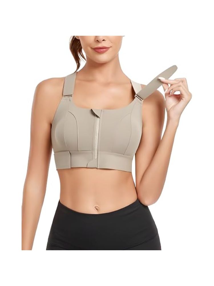 BRACHY Womens High-Impact Velcro Sports Bra Green-picture-24
