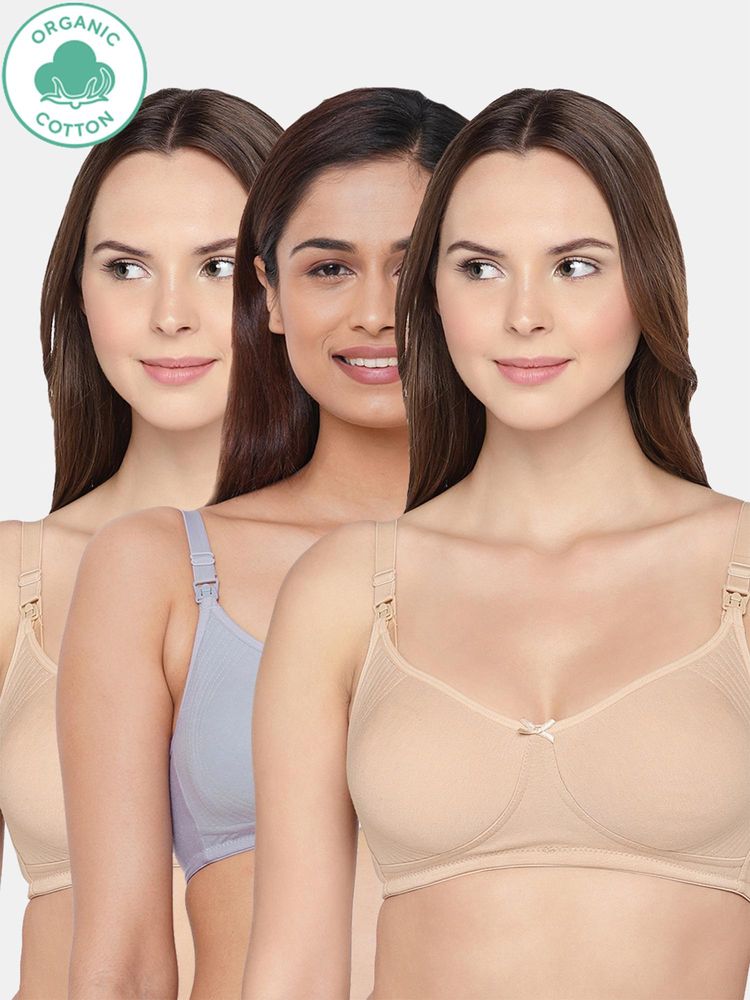 Inner Sense Bamboo Cotton Non-Padded Full-Coverage Side Support Maternity Bra (Pack Of 3)-picture-7