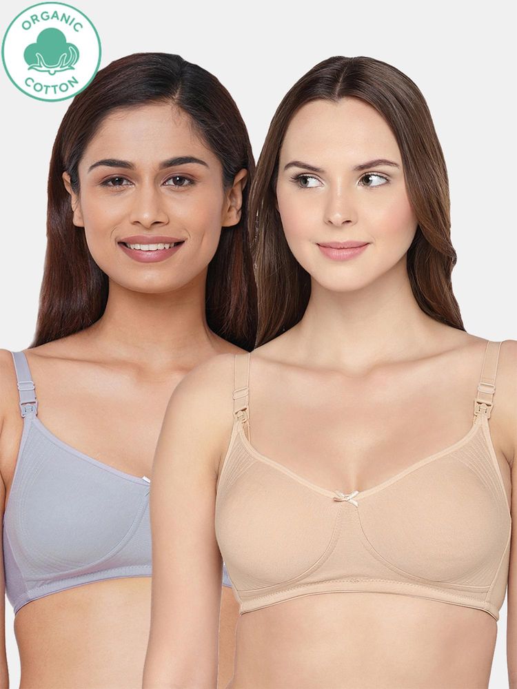 Inner Sense Bamboo Cotton Non-Padded Full-Coverage Side Support Maternity Bra (Pack Of 2)-picture-2