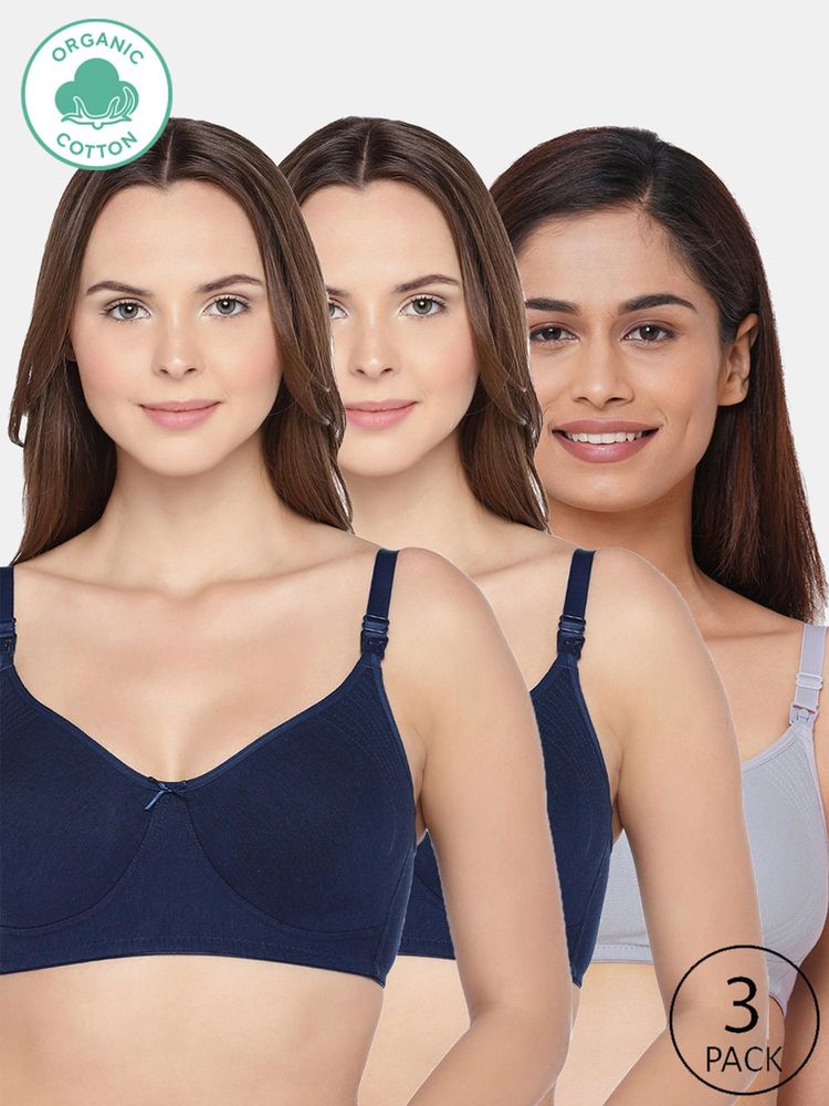 Inner Sense Bamboo Cotton Non-Padded Full-Coverage Side Support Maternity Bra (Pack Of 3)-picture-5