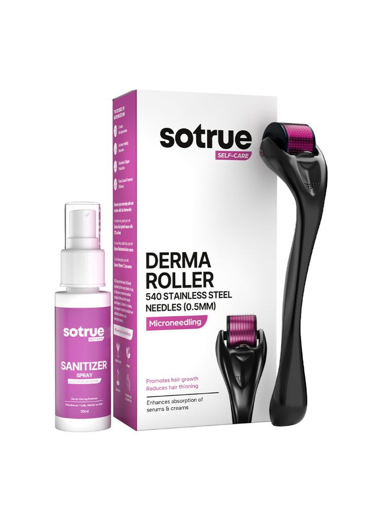 Sotrue Derma Roller For Hair Growth & Skin Tightening 0.5mm With 540 Stainless Steel Needles