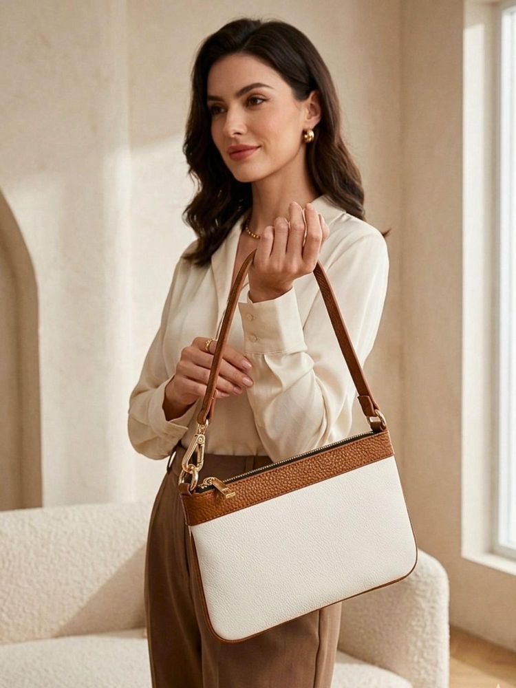 Yelloe Off White Baguette Handbag For Women-image-0