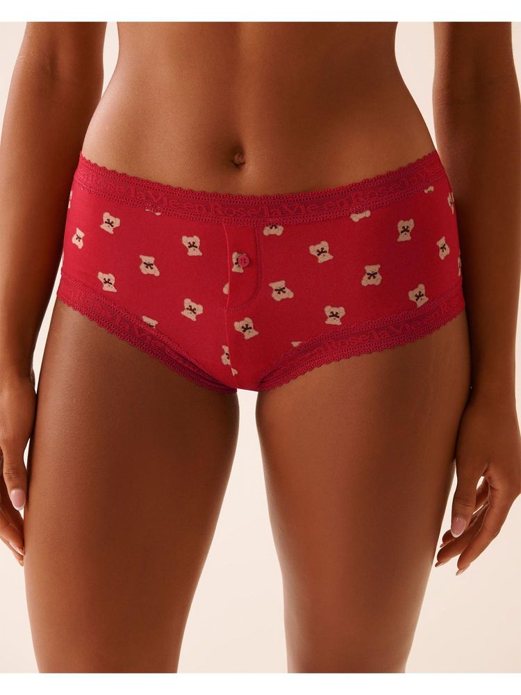 La Vie En Rose Super Soft Lace Trim Boyleg Panty - Red-picture-12