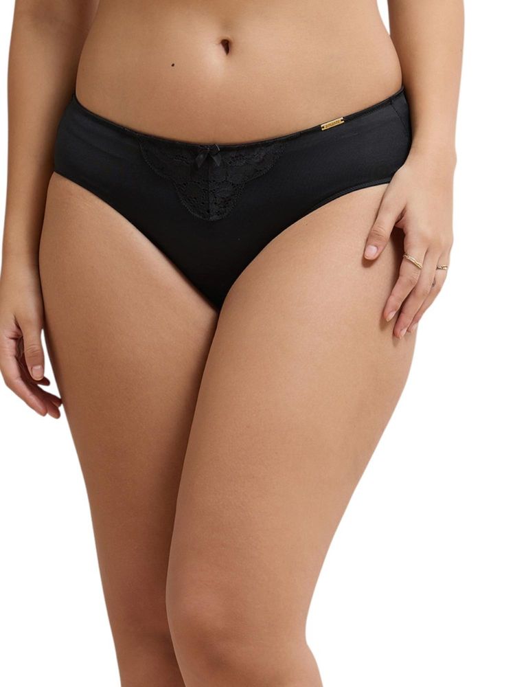 Amante Black Solid Womens Brief-image-6