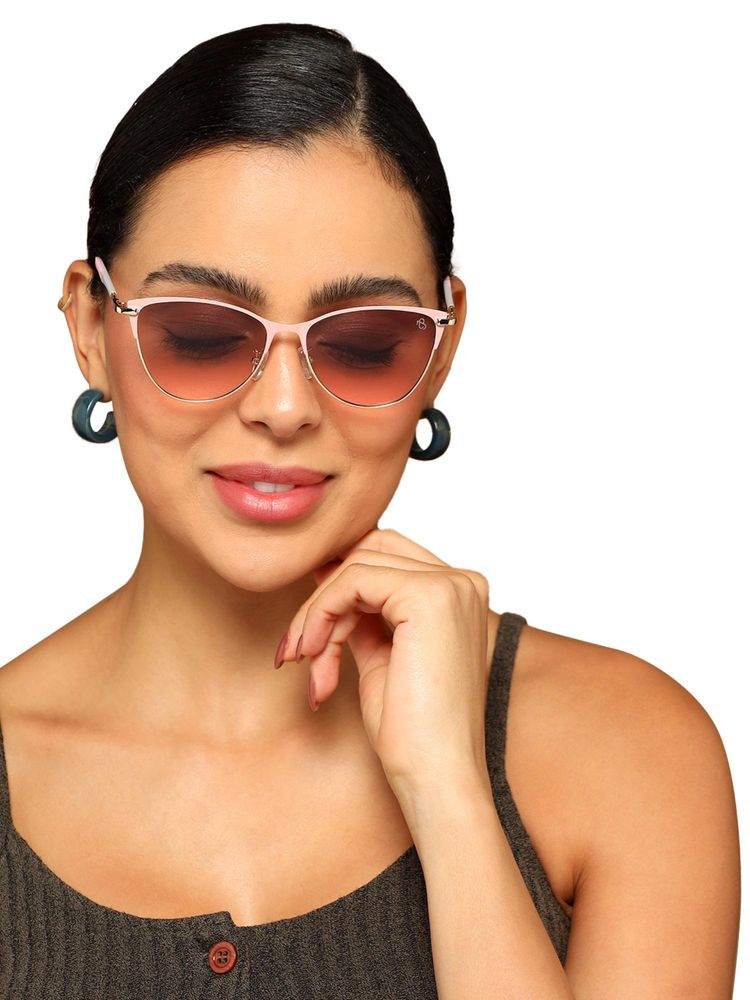 Eyejack Women Cat Eye Gold Frame Pink Lens Sunglasses - 7030CL845 (55)-image-1