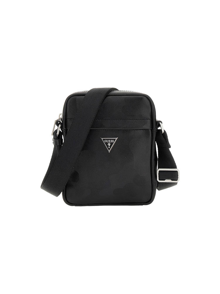 guess fashion Guess Black Solid Venezia Crossbody Bag with Front Zipper Pocket-picture-24