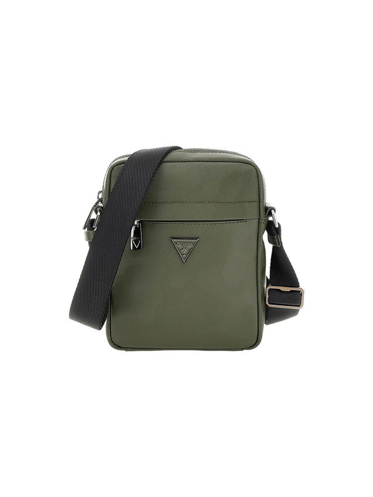 guess fashion Guess Green Solid Venezia Crossbody Bag with Front Zipper Pocket-picture-17