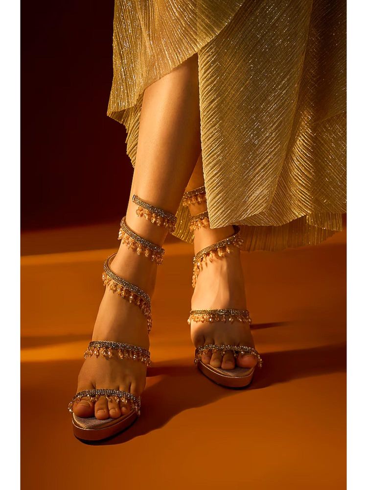 Sana K Luxurious Footwear Amber Rose Vegan Jaal Embroidered Block Heels-image-20