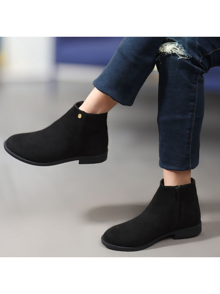 Carlton London Black Mid Top Zip Women Boots-image-28