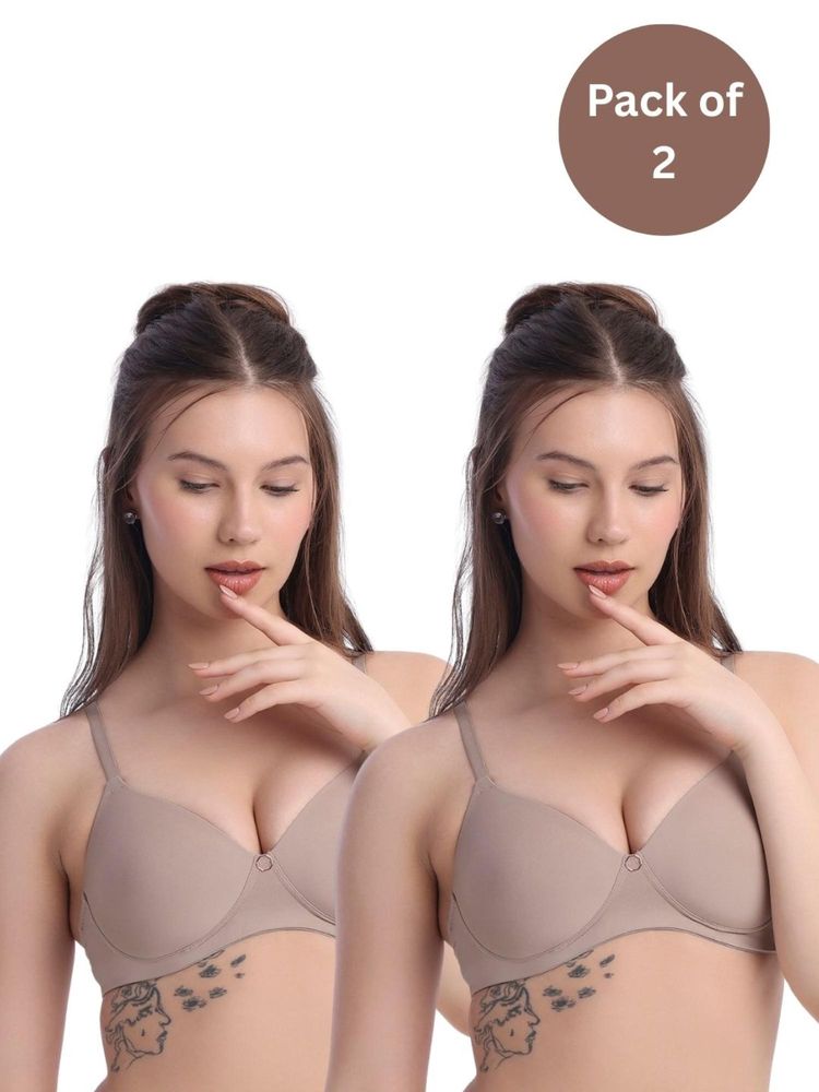 bodyline Andie Polyamide T-Shirt Bra - Nude (Pack of 2)-image-30