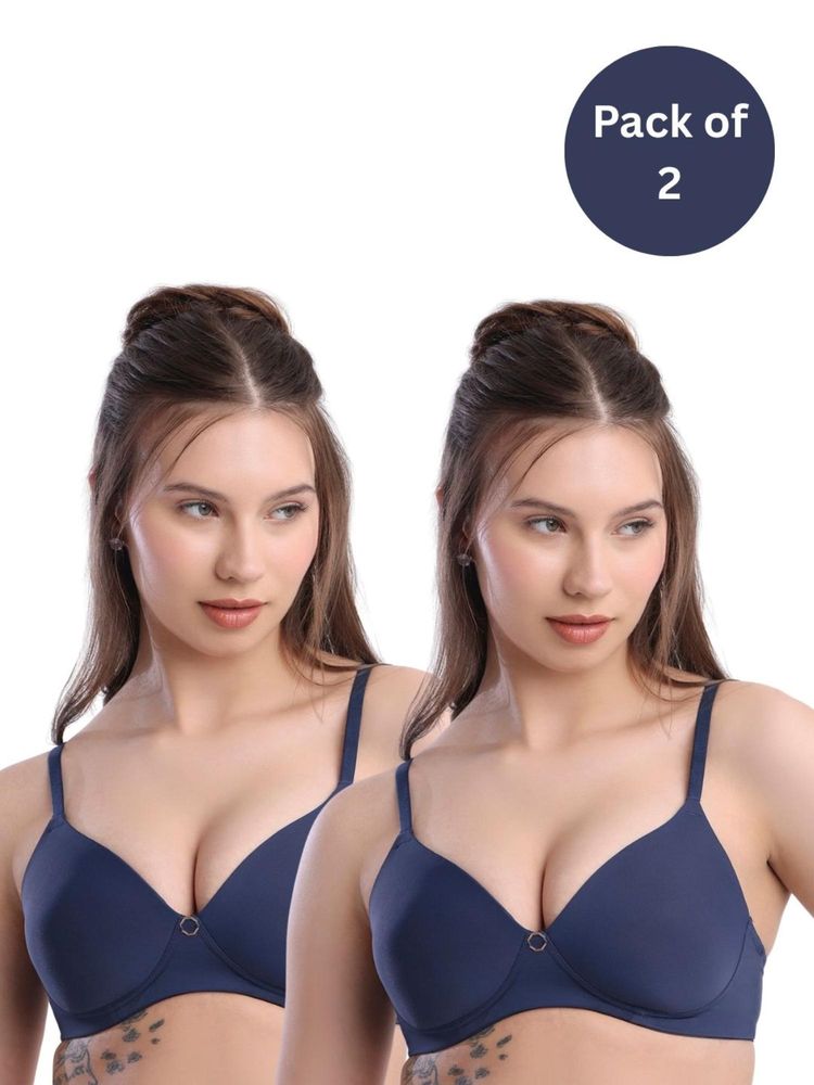 bodyline Andie Polyamide T-Shirt Bra - Navy Blue (Pack of 2)-picture-11