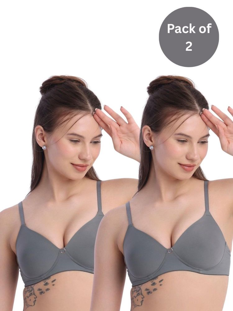 bodyline Andie Polyamide T-Shirt Bra - Grey (Pack of 2)-image-21