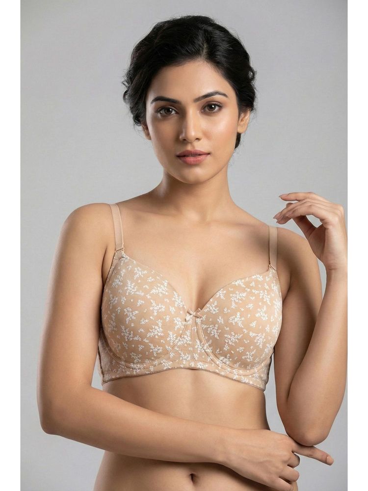 Zivame Padded Regular Wired T-shirt Bra - Skin Bouquet-picture-26
