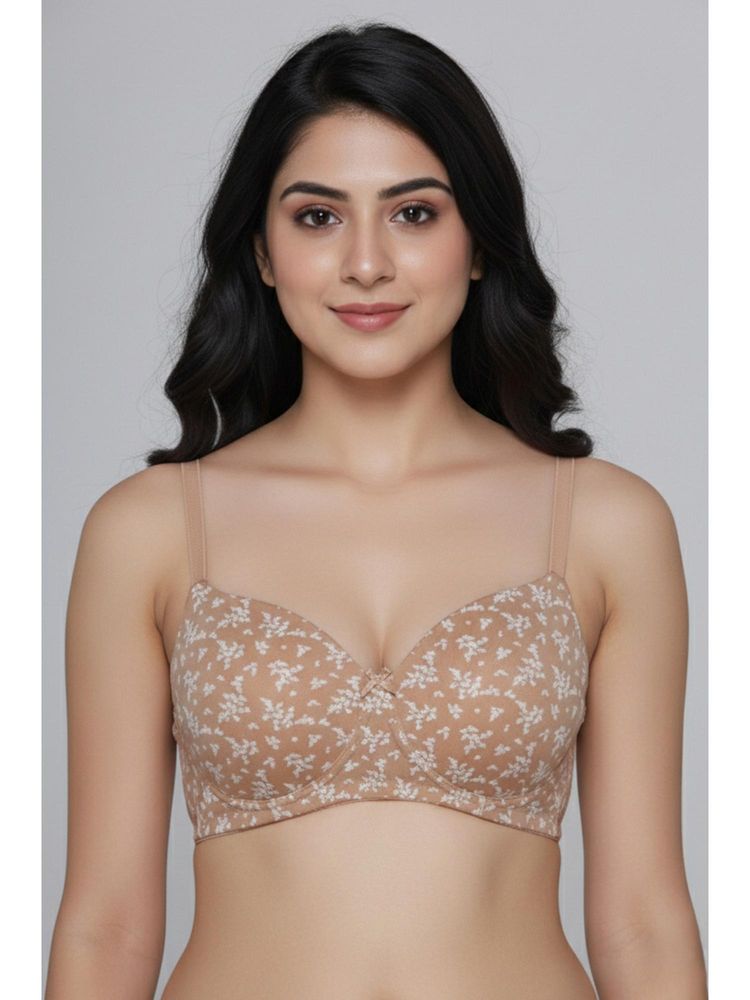 Zivame Padded Non Wired T-shirt Bra - Skin Bouquet-picture-24