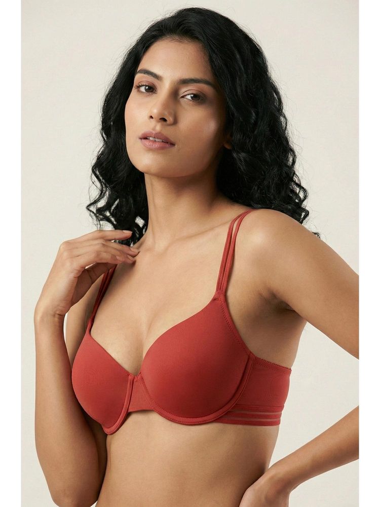 Zivame Padded Regular Wired Medium Coverage T-shirt Bra - Burnt Brick-picture-26