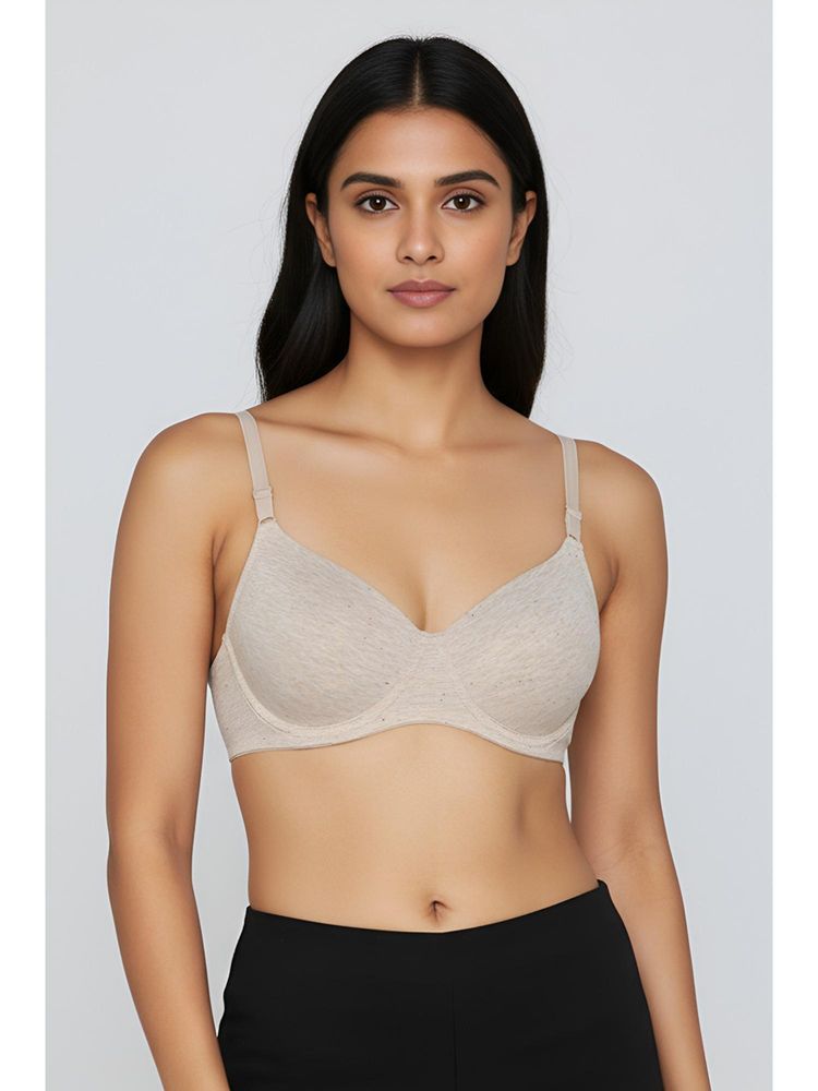 Zivame Bare Melange Padded Wired T-shirt Bra - Ash Melange-picture-16