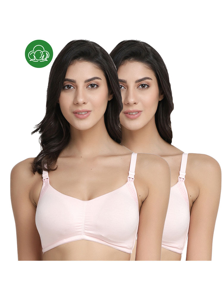 Inner Sense Organic Antimicrobial Soft Feeding Bra with Removable Pads Pack of 2 - Pink-picture-10