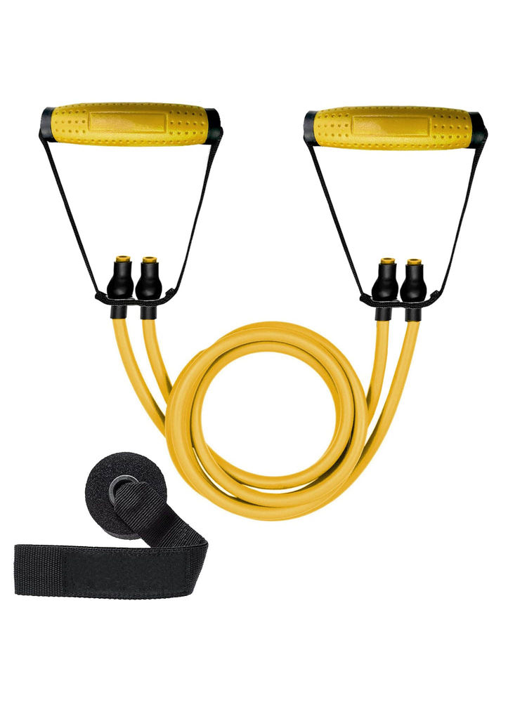 Strauss Double Resistance Tube with PVC handle and door Knob & Bag 20 LBS - Yellow