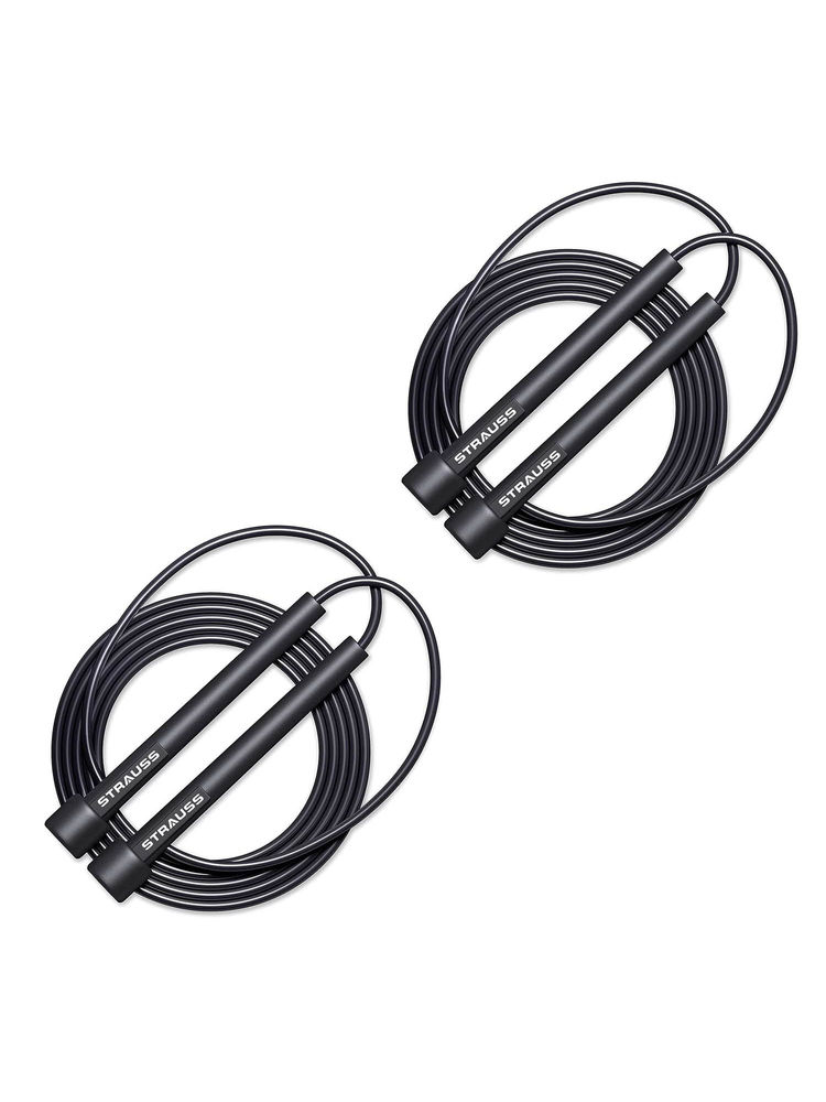 strauss pack of 2 speed skipping rope - black